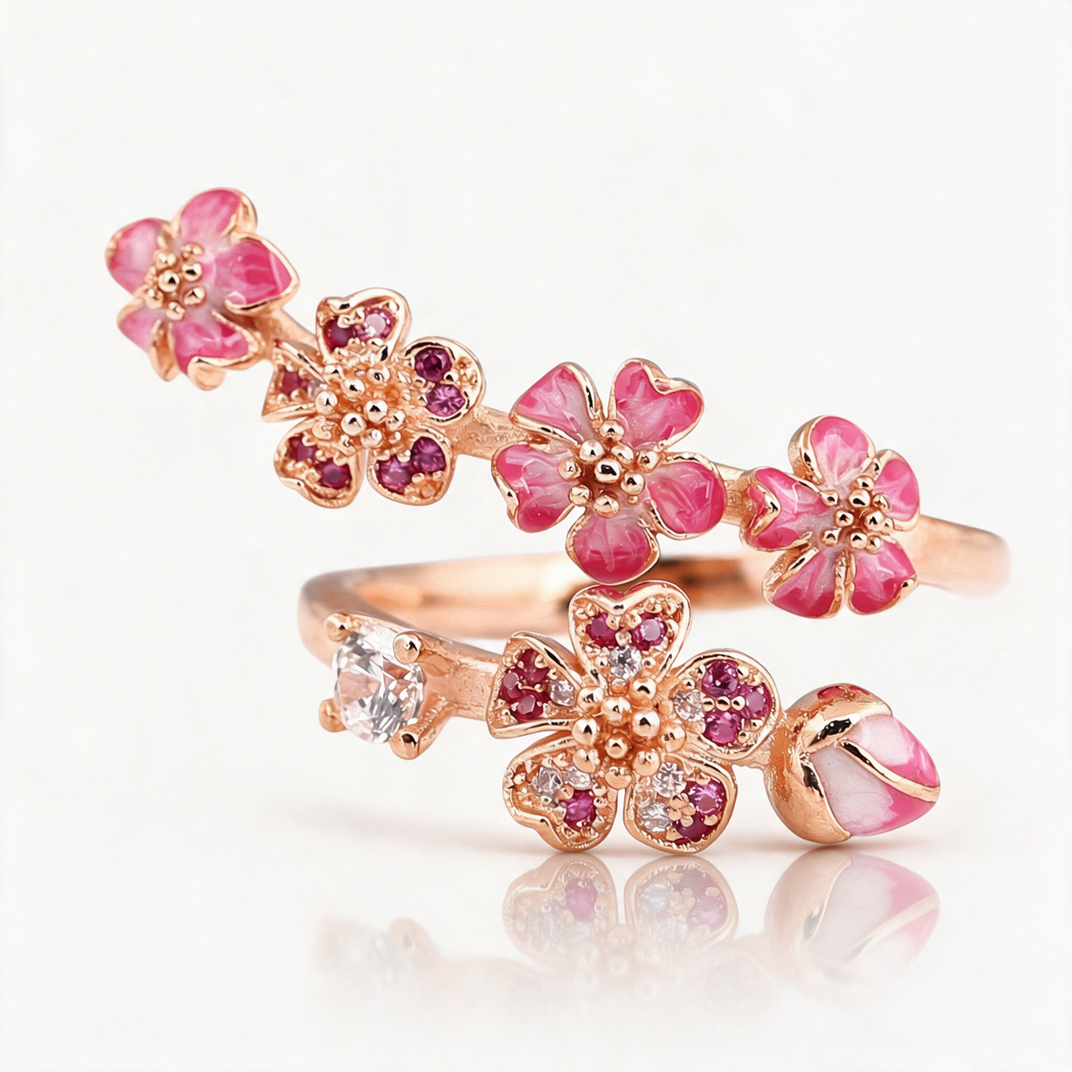 Sakura Cherry Blossom Adjustable Ring