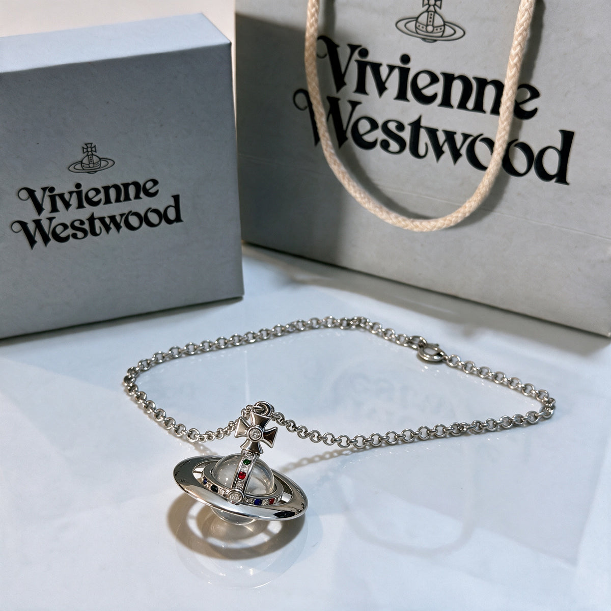 NANA Necklace - White/Crystal