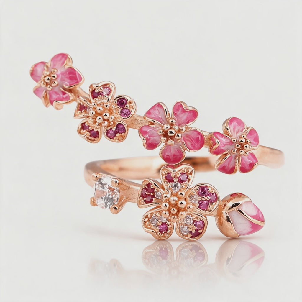 Sakura Cherry Blossom Adjustable Ring