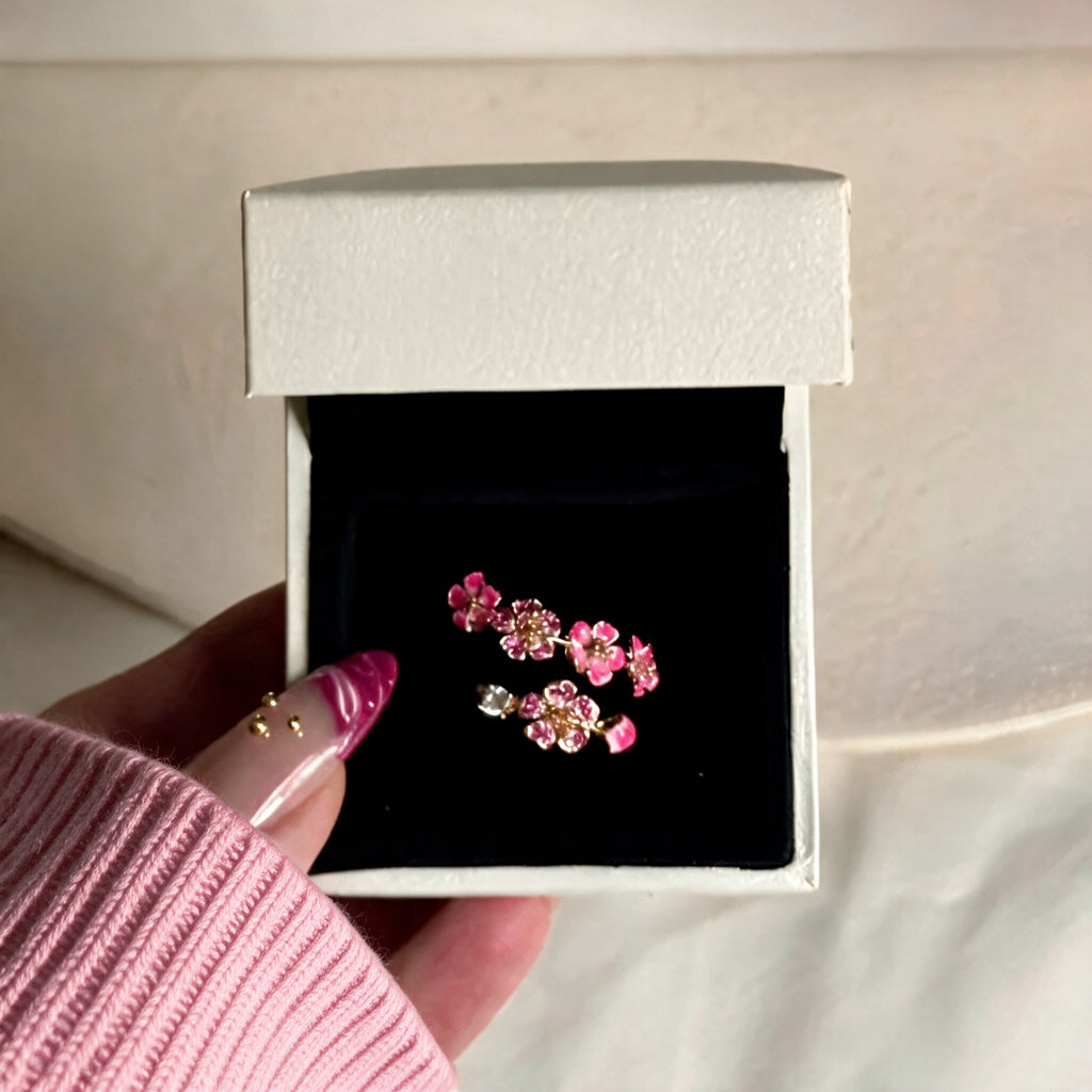 Sakura Cherry Blossom Adjustable Ring - Pink / Rose Gold in gift box